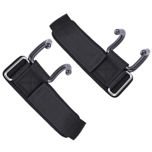Keenso Weight Lifting Hook, 330lbs Load Bearing Fitness Wrist Strap, Adjustable Hand Grip Support for Deadlift Pull Up, with Rubber Dipped Metal Hook