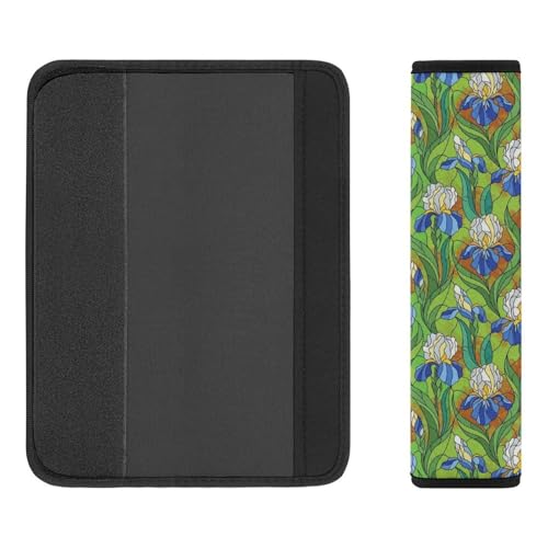 Breathable Car Seat Belt Pad for Girls and Boys, Stroller Pushchair High Chair, 2PCS Irises Flowers Painting Shoulder Harness Cover Easy Install (No Tool) - color: Pattern 530