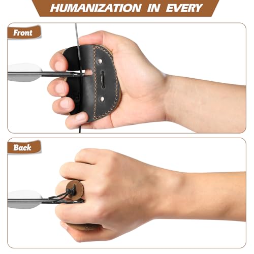 Ringsun Leather Archery Finger Tabs,Handmade Archery Finger Guard for Shooting Practice Gear, Recurve Bow Fingers Tab - color: Black Coffee
