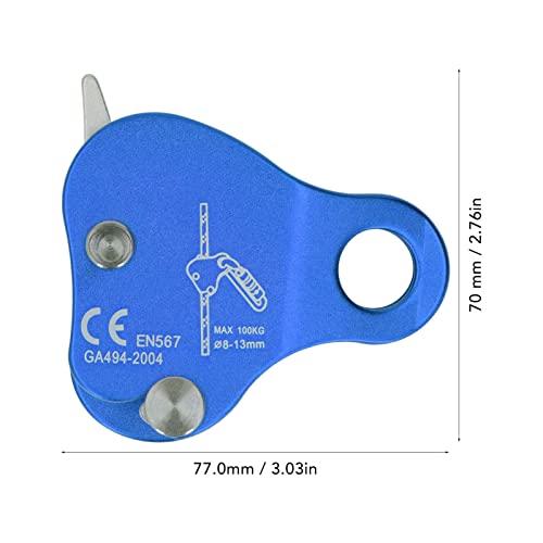 Kadimendium Climbing Rope Grab Stopper Aluminum Alloy Self Locking Grip Clamp for Cave Exploration (Blue) - color: Blue