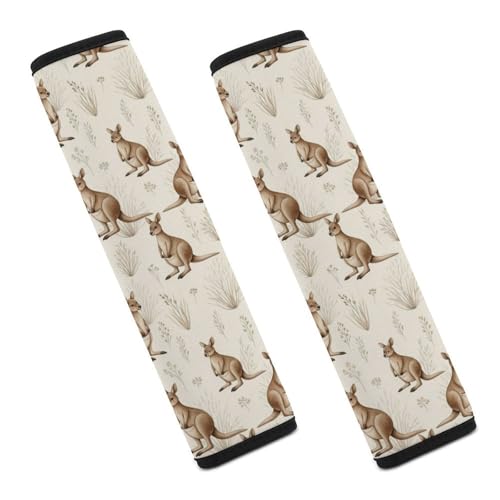 2PCS Watercolor Cute Kangaroo Car Seat Straps Shoulder Pads Soft Padded Seat Belt Cushion for Adult Use, Car Seats Pushchair Strollers High Chair Pushchair, Anti-Slip Pad - color: Pattern 818