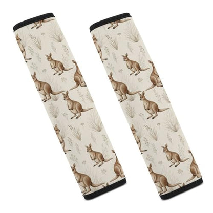 2PCS Watercolor Cute Kangaroo Car Seat Straps Shoulder Pads Soft Padded Seat Belt Cushion for Adult Use, Car Seats Pushchair Strollers High Chair Pushchair, Anti-Slip Pad - color: Pattern 818