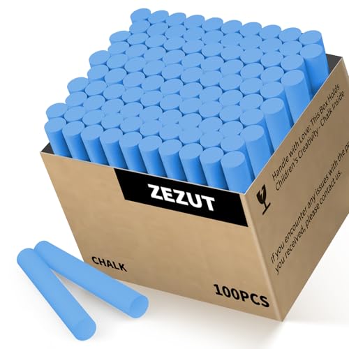 Blue Chalk 100PCS, Low Dust Chalks Stick Bulk for Chalkboard Blackboard Non-Toxic - color: Blue - 100PCS