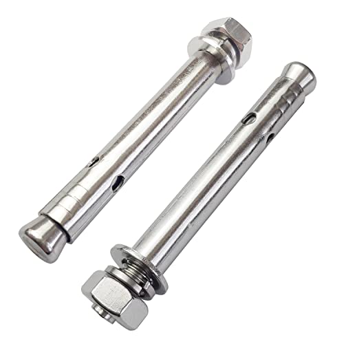 10 Pack M10x100mm Expansion Bolts Anchor Bolt 304 Stainless Steel External Hex Expansion Screw Bolt Sleeve Anchor Fastener Wall Concrete - size: M10*100