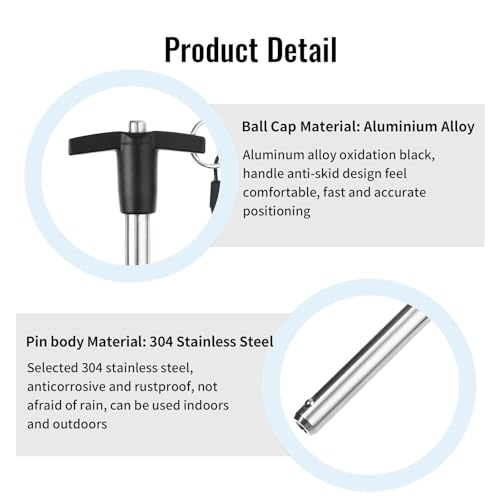 T Handle Quick Release Pin 3/8 Inch Diameter ,Stainless Steel Ball Locking Pin with Push Button Lanyard Cable Usable Length 1.18"(9.5*30mm) - size: 9.5mm-30mm