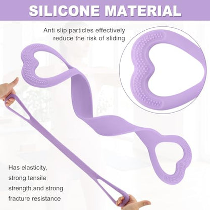 ‌Figure 8 Resistance Bands for Women & Men - 3 Levels (15lb/25lb/35lb) Silicone Workout Bands for Arms, Back, Shoulder Toning & Posture Correction - Portable Home Gym/Yoga (Pink+Blue+Purple)