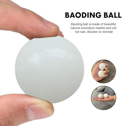 Natural Marble Baoding Chinese Meditation Balls, Stress Relief Hand Exercise Therapy Set, White Small-1.38" - color: White, size: Small-1.38"