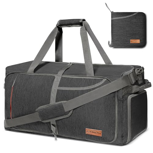 Canway 85L Travel Duffel Bag, Foldable Weekender Bag with Shoes Compartment for Men Women Water-proof & Tear Resistant (Panther Black, 85L) - color: Panther Black, size: 85L