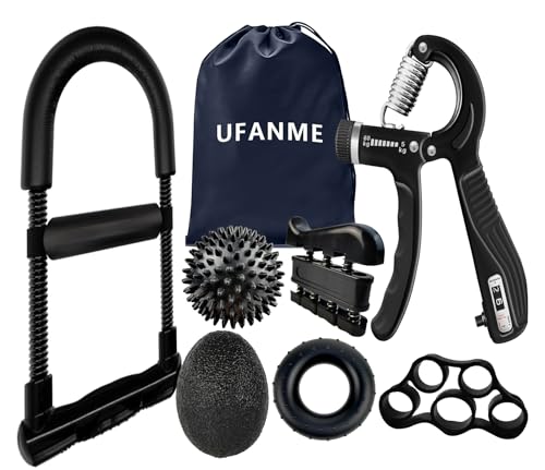 Hand Grip Strengthener,Grip Strength Trainer,22-132 Lbs Adjustable Resistance Forearm Exerciser Workout for Rehabilitation Athletes Climbers Musicians - color: black 7 pack