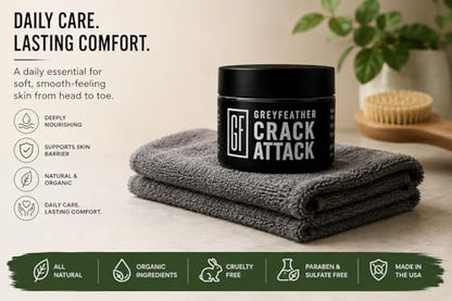Greyfeather Crack Attack Hand Cream for Dry Cracked Hands Working Hands Cream – Travel Size Moisturizer with Shea Butter & Vitamin E – Hand Cream for Men & Women - size: 8 Fl Oz (Pack of 1)