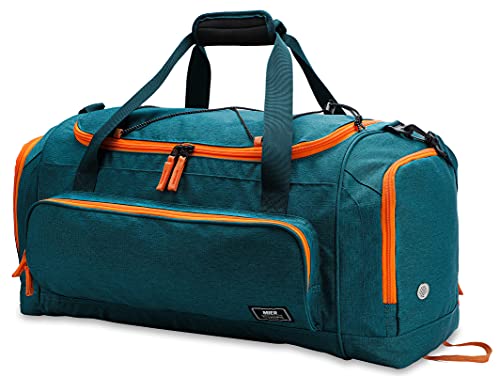 MIER Large Gym Bag for Men 60L Duffel Bag with Shoe Compartment | Lightweight & Durable Sports Duffles; Suited for Workout Fitness Travel Weekender; Water Resistant; Adjustable Shoulder Strap - color: Olive Green