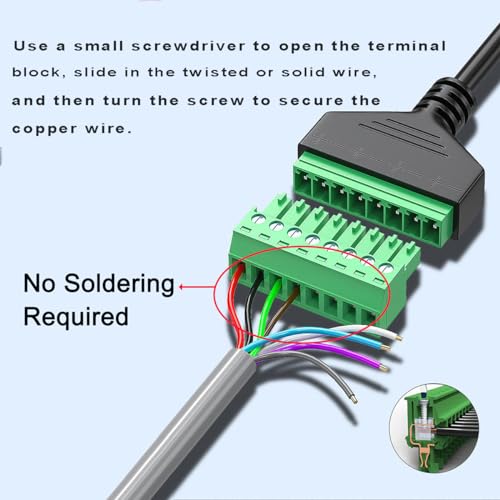 4Pcs 1ft RJ45 Female 8P8C Screw Terminal Adapter Extension Cord | 8P8C Standard Pin Layout, Extension Cord, Solderless Screw Terminals, Cat5 Cat6 Compatible, CCTV DVR Signal Extension - size: RJ45 Female Connector (4PCS)