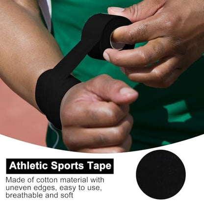 Athletic Sports Tape 1.5 Inch x 30ft, Elastic Athletic Wrist Ankle Tape Roll (2 Rolls, Black, 1.5 Inch x 10 Yards) - color: Black