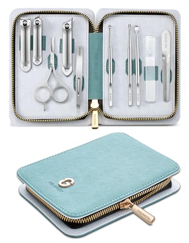 MR.GREEN Manicure Kit 10-in-1, German Stainless Steel Nail Clipper Set | Professional Personal Nail Kit Manicure Pedicure Set, Portable Grooming Kit with Exquisite Travel Leather Case for Men Women - size: 10 in 1