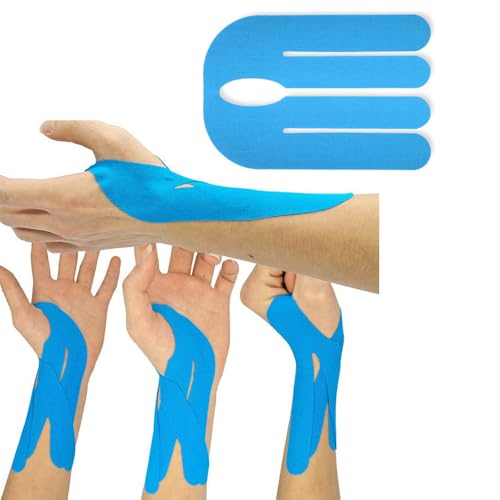 4 Pack Kinesiology Tape 4 Colors Wrist Support Tape Breathable Elastic Pre-Cut Bowling Thumb Tapes for Thumb Joint Pain Relief Arthritis Pain Baseball Soccer Sports Muscle Pains