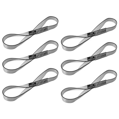 18MM Nylon Climbing Sling Runner 23KN CE2008/EN566 Strong Webbing Straps for Rock Climbing,Mountaineering, Rappelling, Swing, Yoga Hammock etc - color: Grey, size: 30cm/ 12inch |Pack of 6