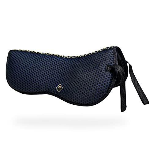 Kavallerie 3D Air-Mesh Half Pad, Impact Protection & Therapeutic Gel Padding English Saddle for Maximum Support and Stability, Best for Horses Under Saddle, Dressage, Jumping & Training - color: Navy Blue, style: 3d Air-mesh