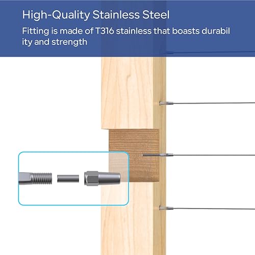 20 Pair Cable Railing Kit, Invisible Crimp Fitting Cable Railing Hardware, Right&Left Handed Thread Swage Lag Screws for Wood Post of 1/8'' T316 Steel Cable Railing System, HF016SL - color: Silver
