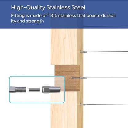 20 Pair Cable Railing Kit, Invisible Crimp Fitting Cable Railing Hardware, Right&Left Handed Thread Swage Lag Screws for Wood Post of 1/8'' T316 Steel Cable Railing System, HF016SL - color: Silver