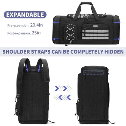 Bosstin Gym Bag for Men & Women,45L Travel Duffle Sports Duffel Bag Gym Weekender Overnight Backpack with Shoe Compartment (BLACK CHECKERED) - color: BLACK CHECKERED
