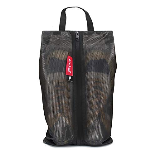 pack all Shoe Bag for Travel, Dual Pocket Shoe Pouch for Sports | Water-Resistant, Odor-Resistant, Dustproof, Portable, Soccer Cleats & Gym Storage, Fits Up to Size 11, Black - color: Black, size: Non-Foldable-Regular