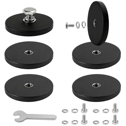 DIYMAG Rubber Coated Mounting Magnets 1/4in 30lbs 6pcs | Anti-Scratch Strong Cover, Sturdy Magnet Base, Magnetic Holding Power, for Camera, Light Bar, Mirror, License Plate - size: 1/4in Female-30LB-1.69in