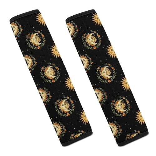 1 Pair Black Sun Moon Pattern Car Seat Straps Shoulder Pads Soft Padded Harness Pads Strap for Adult Use, Stroller Pushchair High Chair, Comfortable Driving - color: Pattern 1143