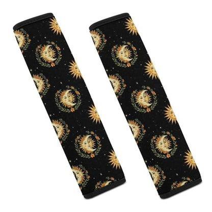 1 Pair Black Sun Moon Pattern Car Seat Straps Shoulder Pads Soft Padded Harness Pads Strap for Adult Use, Stroller Pushchair High Chair, Comfortable Driving - color: Pattern 1143