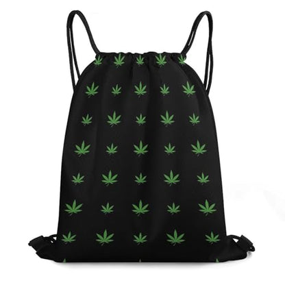 Swim Drawstring Bag Waterproof Sports Backpack for Beach Gym Training Gear Storage Lightweight Unisex Sackpack, Weedleaf Pattern Bags - color: Picture (39)