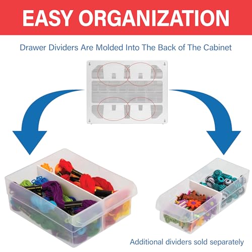 Akro-Mils 64-Drawer Plastic Drawer Storage Cabinet for Garage Organization, Bead Organizer, Building Bricks Storage, Teacher Toolbox, Makeup Organizer, 20" W x 6" D x 16" H, 10164 White | Plastic Cabinet w/ Drawers for Garage Organization, Beads, Building
