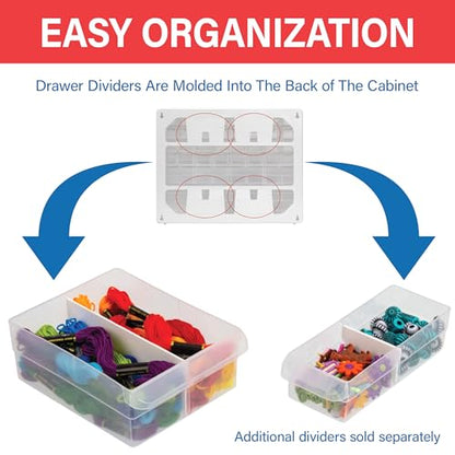 Akro-Mils 64-Drawer Plastic Drawer Storage Cabinet for Garage Organization, Bead Organizer, Building Bricks Storage, Teacher Toolbox, Makeup Organizer, 20" W x 6" D x 16" H, 10164 White | Plastic Cabinet w/ Drawers for Garage Organization, Beads, Building