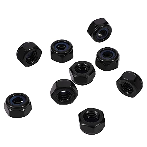1/4-20 Nylon Insert Hex Lock Nuts Locknuts, 304 Stainless Steel 18-8, Black Oxide, 25 PCS - color: Black, size: 1/4-20