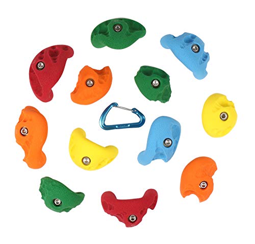 Atomik Rock Climbing Holds Set of 12 Bolt-On Limestone Jugs in Assorted Bright Tones