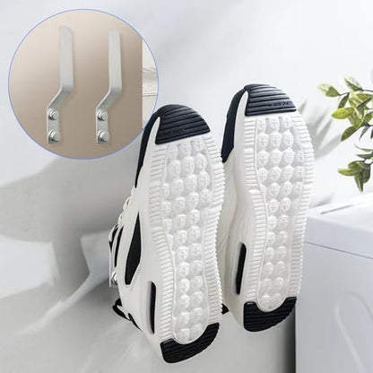 4 Pcs Aluminum Shoes Hooks, Door Wall Mounted Shoes Rack Shelf Organizer for Door Hanging Shoes
