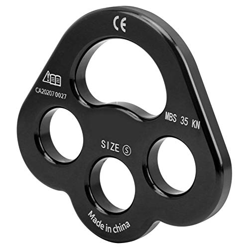 HERCHR Aluminum Rigging Plate, Camnal Rope 3 Holes Finger Force Rigging Plate Anchor Divider Multipliers Connector Gear for Outdoor Climbing - color: Black
