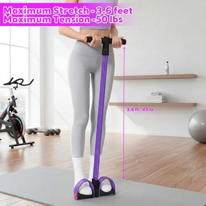 2 Pcs Fitness Resistance Bands 6 Tube Pedal Resistance Bands with Handles 8 Shaped Training Elastic Ropes Multifunction Tension Ropes for Waist Arm Shoulder Leg Back Home Workout - color: Purple
