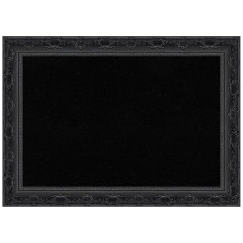 Amanti Art Black Cork Board for Wall, 20x28 Vision Board with Black Frame, Medium Corkboard Office Decor for Home Organization, Traditional Corkboard Pinboard to Display Items for Home Organization - color: Filigree Gloss Black, size: 28" x 20"