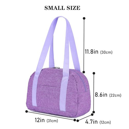 Mini Gym Bag for Women Girls, 12 inch Small Gym Tote, Lightweight Small Carry On Duffle Bag for Travel Sports - color: Light Purple