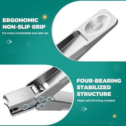 DRMODE Nail Clippers for Men, Portable Ultra Sharp Stainless Steel Toenail Clippers for Thick Nail, Foldable Fingernail Clippers with Catcher German Nail Clippers Nail Cutter with Nail Files