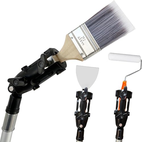 Multi Angle Paint Brush Extender V2, Long Handle Paint Brush, Extension Pole Attachments for Paint Roller, Paint Edger Tool for High Ceilings, Corner Painting Tool for Paint Extension Pole (Black) - color: Black