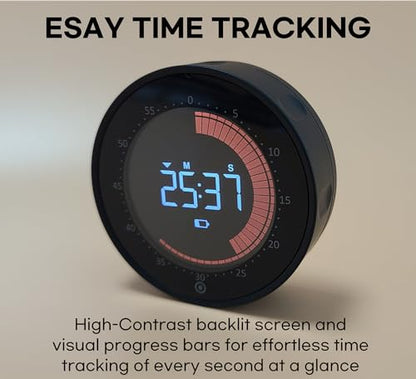 Visual Digital Timer - 60 Min Countdown & Count Up, Large LED Screen with Red Visual Disc, Magnetic Silent Timer for Kids, Seniors, Classroom, Kitchen Cooking, ADHD & Autism Productivity Tool