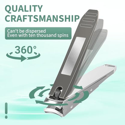 Nail Clippers for Men with Catcher, CLPPNA 2-Pack Large & Small Anti-Splash Nail Clippers Set, Ultra Sharp Sturdy Fingernail and Toenail Clipper Cutters for Men Women, Black - style: 3PCS(Big&Small Nail Clippers)