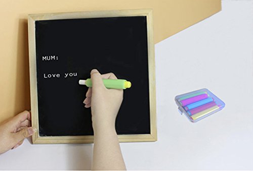 5xLunies Chalk Holder with Storage Hard Case - Blackboard Adjustable Clip Set for Teachers Kids School Office Drawing Board 3.7"x0.6" 5 Bright Color NOT Included Chalk