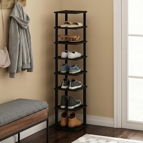 8-Tier Shoe Organizer, Shoe Rack with Vertical Space Saving Shoe Tower, Free Standing Shoe Storage, 11.6 x 11.6 x 52.6, for Office, Garage, Closet Entryway, Espresso/Black - color: Espresso/Black, size: 8 Tier, 52.6"H