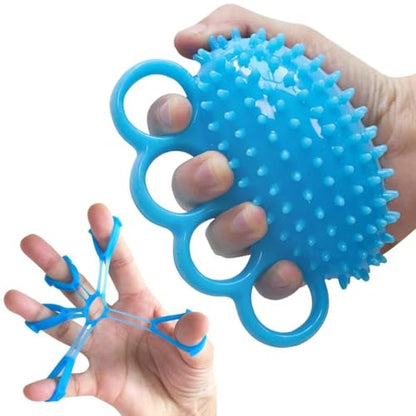 Hand Grip Strengthener Finger Exerciser Ball for Hand Physical Therapy, Stroke, Arthritis, Stress Relief, Muscles Massage, Gifts for Elderly Parents - color: Blue
