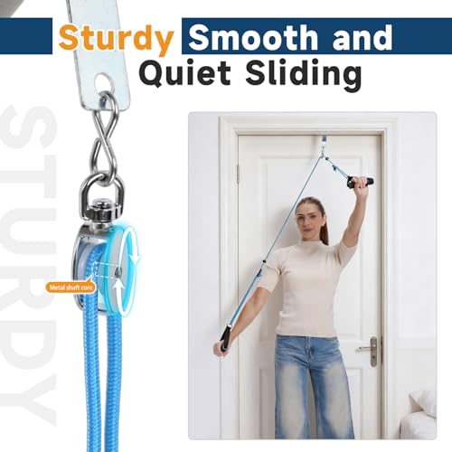 Shoulder Pulley for Physical Therapy, Rehab and Arm Exercise | Over-the-door pulley system for shoulder rehab, physical therapy, and arm exercise routines - color: Pink