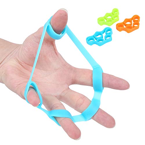 Finger Exerciser, Hand Grip Strengthener, (3PCS) Grip Strength Trainer Forearm grip workout, Finger Stretcher, Relieve Wrist & Thumb Pain, Carpal tunnel, Great for Rock Climbing and More