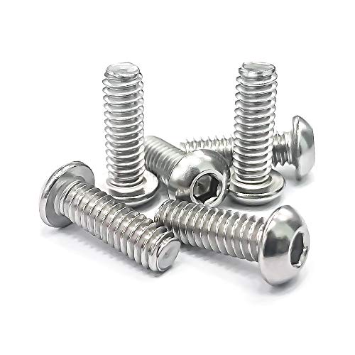 1/4-20 x 3/4" Button Head Socket Cap Bolts Screws, 304 Stainless Steel 18-8, Allen Hex Drive, Bright Finish, Fully Machine Thread, Pack of 50 - size: 1/4-20 x 3/4