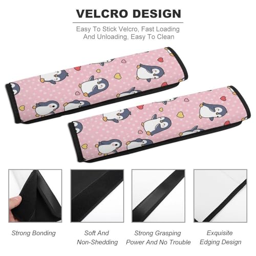2 Pack Cute Penguin Red Heart Seat Belt Cover Universal Fit Shoulder Protector for Adults and Children, Most Cars, Comfortable Driving - color: Pattern 1149