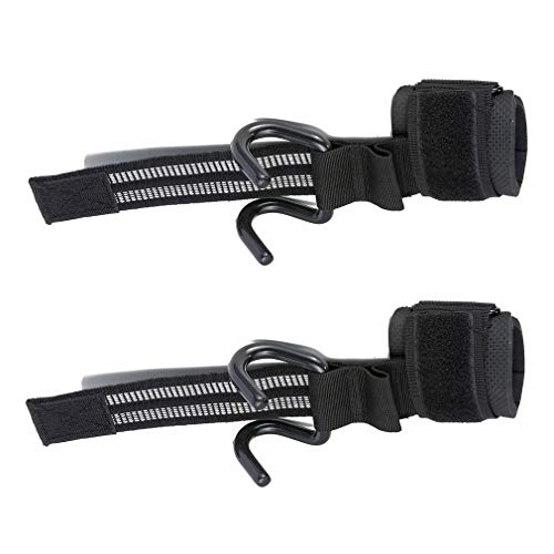 Heavy Duty Strap with pro Metal Lifting Steel Hooks Improves Grip for Weightlifting, Powerlifting, Bodybuilding & Deadlift - Neoprene Padded Wrist Wraps Provides Support for Men & Women